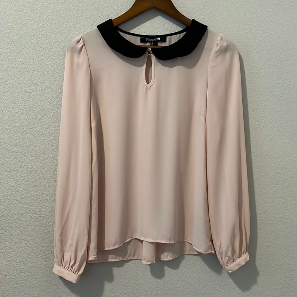 Forever 21 Peter Pan Collar Long Sleeve Blouse Size S